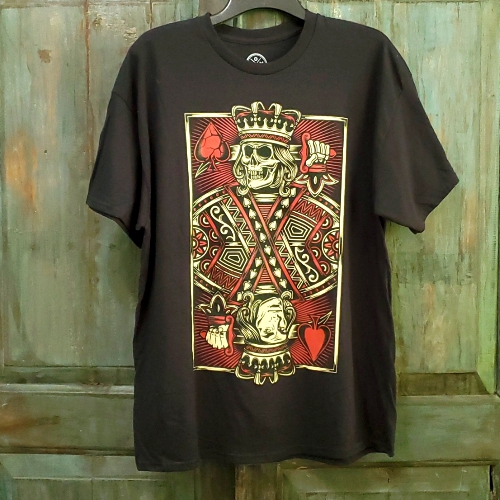 DOOM King of Spade Skeleton mens short sleeve black Graphic T-shirt Size Xl